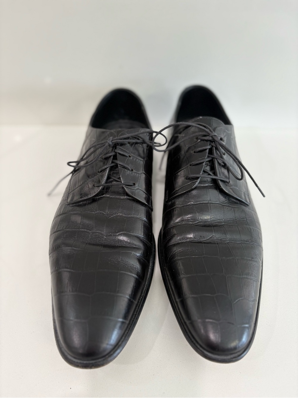Hugo Boss Made in Italy Croc-Embossed Leather Dress Shoes Men’s Size 9